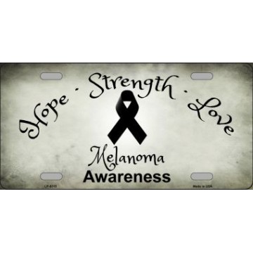 Melanoma Cancer Ribbon Metal License Plate